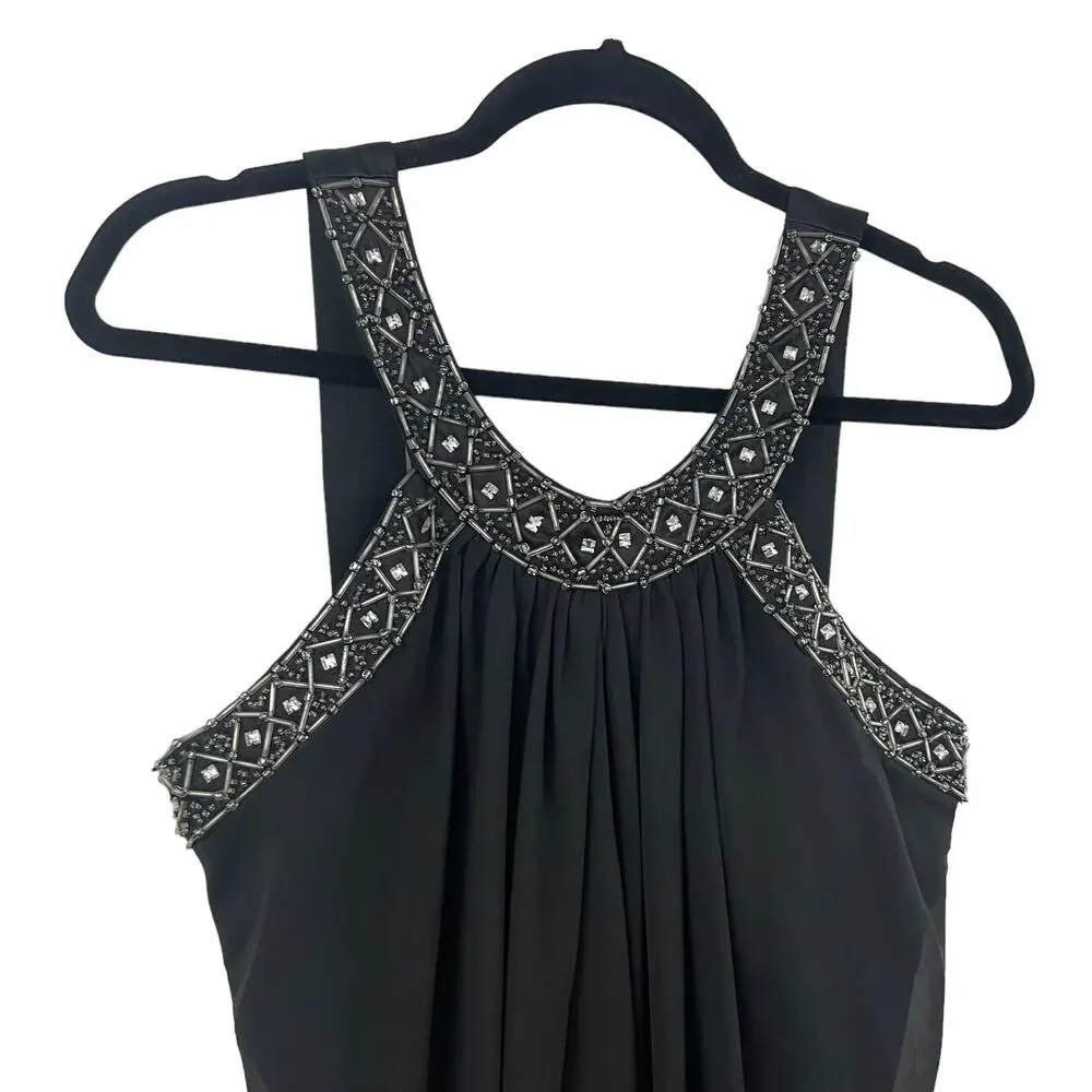 Scarlett Nite Sleeveless Beaded Neckline Black Cocktail Dress Womens 12